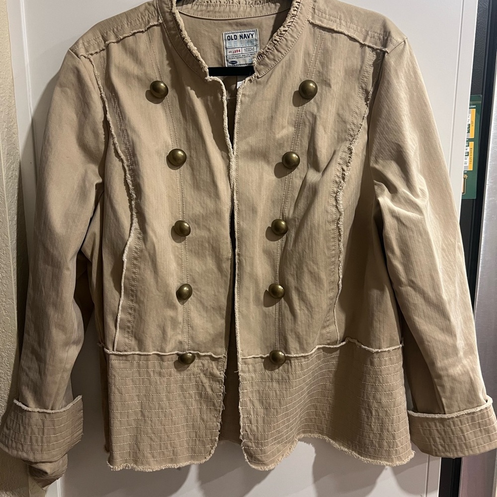 Old Navy Khaki Utility Jacket with Brass Buttons